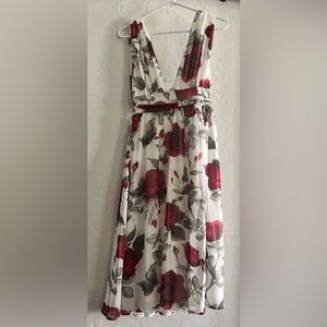 Lulu’s Queen of Hearts White Floral Print dress.